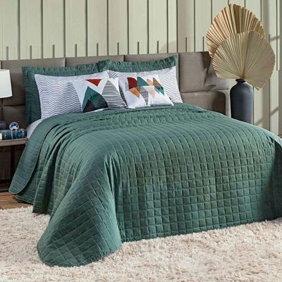 Kit Colcha Matelassê Percal 300 Fios Basic Queen 07 Peças 100% Poliéster - Verde Mountains