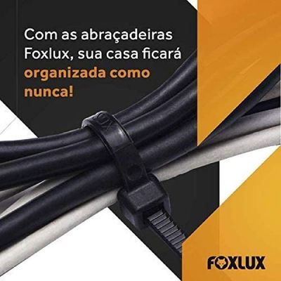 100 Un Abraçadeira De Nylon Foxlux Preto 200x2,5mm