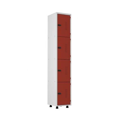 Armário Roupeiro Aço 4 Portas Academia Guarda Volume Ea701 Vermelho