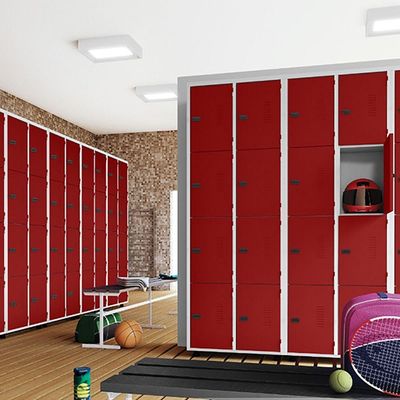 Armário Roupeiro Aço 4 Portas Academia Guarda Volume Ea701 Vermelho