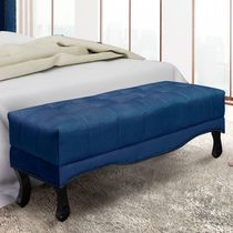 Recamier 1,95m Com Pés Luiz Xv E Acabamento Luxo Em Tecido Suede Vicenza - Lucadi azul