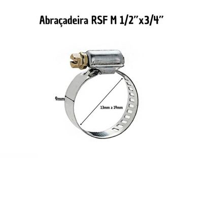 Abraçadeira 1-2" X 3-4" (13mm - 19mm) Rosca Sem Fim Inca - Kit 10 Und
