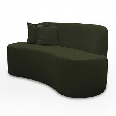 Sofá Ondulado Orgânico Pequeno 2 Lugares Sala Bouclé Verde Musgo