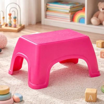 Kit 2 Banquinhos Infantis Decorados Plástico Rosa Tramontina Brinquedoteca Banco Multiuso