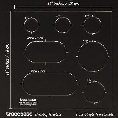 Traceease 1 Peça Moldes Inserção Quadrada Formas Círculo e Oval 28 cm x 28 cm Costura DIY, Colcha/Aplicação e Patchwork 0,3 cm - IBA Crafts Amarelo