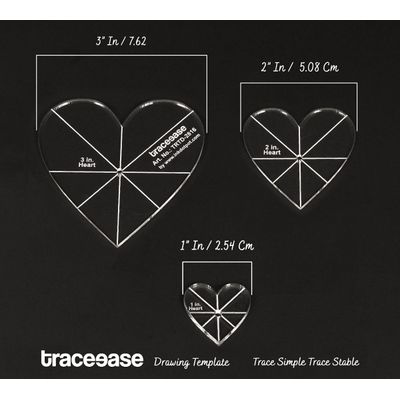 3 Peças de Molde em Forma de Coração para Colcha/Aplicação 2,5/5/7,5 cm para Patchwork/Quilting Espessura 0,3 cm - Traceease Amarelo