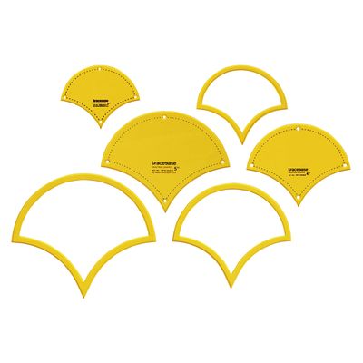Conjunto de 3 Estênceis de Molde Concha 7,6/10,2/12,7 cm para Costura DIY, Colcha e Patchwork - 2M - Traceease Amarelo
