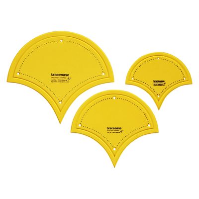 Conjunto de 3 Estênceis de Molde Concha 7,6/10,2/12,7 cm para Costura DIY, Colcha e Patchwork - 2M - Traceease Amarelo