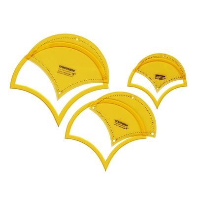Conjunto de 3 Estênceis de Molde Concha 7,6/10,2/12,7 cm para Costura DIY, Colcha e Patchwork - 2M - Traceease Amarelo
