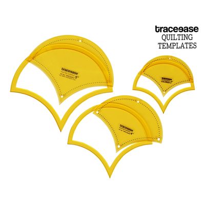 Conjunto de 3 Estênceis de Molde Concha 7,6/10,2/12,7 cm para Costura DIY, Colcha e Patchwork - 2M - Traceease Amarelo
