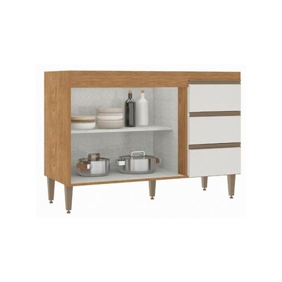 Balcão Para Pia 120cm Cozinha Modulada Paris Menu Móveis Freijó/branco