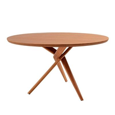 Mesa Para Sala De Jantar Ballare 120cm Tampo Redondo Moderna Imbuia Natural