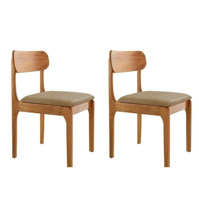 Conjunto Com 2 Cadeiras De Jantar Star Moderna Mobília Ambar / Imbuia Nat.