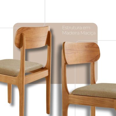 Conjunto Com 2 Cadeiras De Jantar Star Moderna Mobília Ambar / Imbuia Nat.