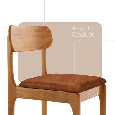 Conjunto Com 2 Cadeiras De Jantar Star Moderna Mobília Star Puce/imbuia Natural