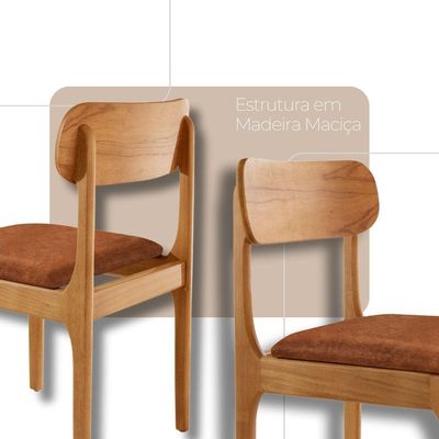 Conjunto Com 2 Cadeiras De Jantar Star Moderna Mobília Star Puce/imbuia Natural