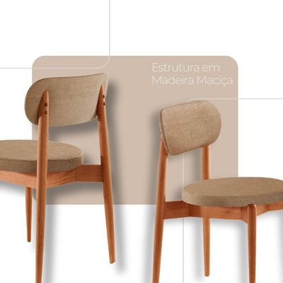 Conjunto 2 Cadeiras De Jantar Ballare Soft Moderna Mobília Linho Palha / Imbuia Nat
