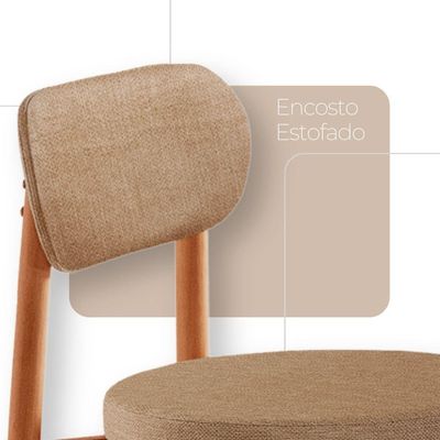 Conjunto 2 Cadeiras De Jantar Ballare Soft Moderna Mobília Linho Palha / Imbuia Nat