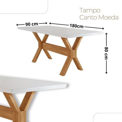 Sala De Jantar Mesa Star Tampo Laqueado E 6 Cadeiras Linho Preto/laq Off/cinam. Imbuia