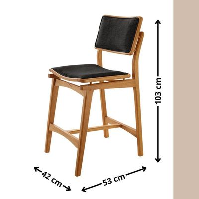Conjunto Mesa Bistrô Ballare Tampo Redondo E 4 Banquetas Eva Linho Preto/imbuia Nat/cinam. Imbuia