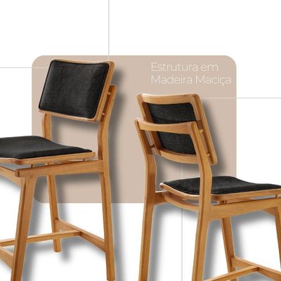 Conjunto Mesa Bistrô Ballare Tampo Redondo E 4 Banquetas Eva Linho Preto/imbuia Nat/cinam. Imbuia