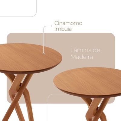Conjunto Mesa Bistrô Ballare Tampo Redondo E 4 Banquetas Eva Linho Preto/imbuia Nat/cinam. Imbuia