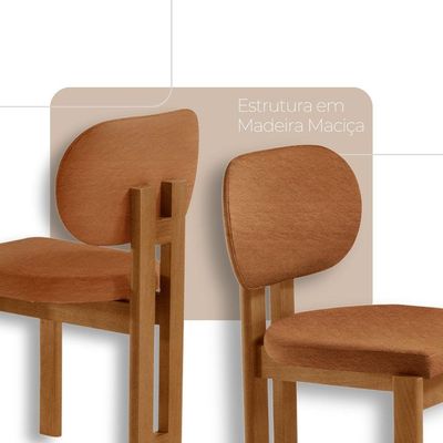Mesa Portugal Tampo Laminado Barril 6 Cadeiras Nala Mobília Star Caramelo/imbuia Nat/cinam Imbuia