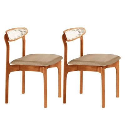 Conjunto 2 Cadeira De Jantar Noronha Premium Moderna Mobília Turim 07 / Imbuia Nat.