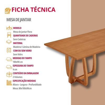 Mesa Para Sala De Jantar Flora Tampo Canto Moeda Laminado Cinamomo Imbuia