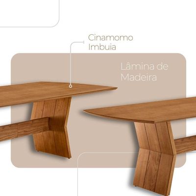 Mesa Portugal Tampo Laminado Barril 6 Cadeiras Nala Moderna Vel Creme /imbuia Nat/cinam. Imbuia
