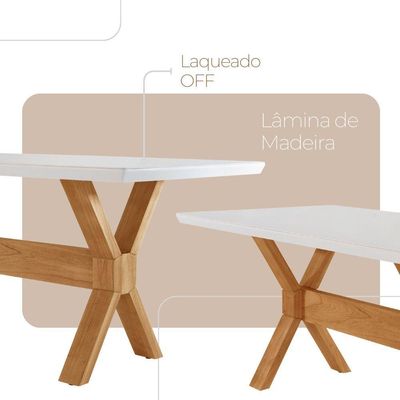 Sala De Jantar Mesa Startampo Laqueado E 6 Cadeiras Moderna Quartzo/laq Off/cinam. Imbuia
