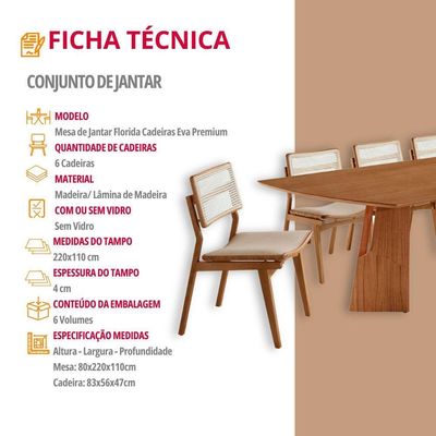 Sala De Jantar Mesa Florida Tampo Laminado Barril 8 Cadeiras Vel Creme /imbuia Nat/cinam. Imbuia