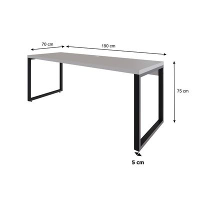 Mesa Presidente 190x70x75cm Yon - Off White-est.preta Off White-est.preta