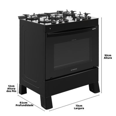 Fogão 5 Bocas A Gás Premium Glass Realce CR230 Preto Bivolt