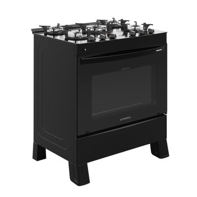 Fogão 5 Bocas A Gás Premium Glass Realce CR230 Preto Bivolt