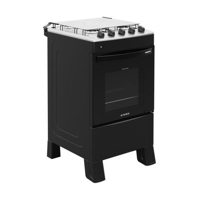 Fogão 4 Bocas A Gás Com Tampa Premium Plus Realce CR227 Preto Bivolt