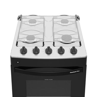 Fogão 4 Bocas A Gás Com Tampa Premium Plus Realce CR227 Preto Bivolt