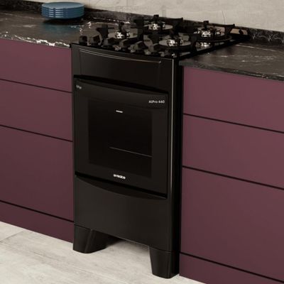 Fogão 4 Bocas A Gás/elétrico Com Airfryer Alpro 440 Realce CR231 Preto 110V