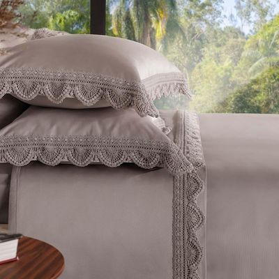 Jogo De Cama Queen Altenburg Haus Cetim 600 Fios Aura Cinza