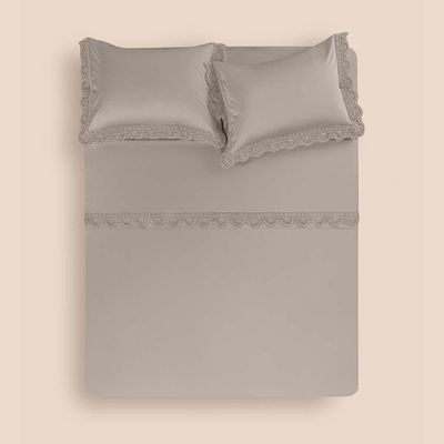 Jogo De Cama Queen Altenburg Haus Cetim 600 Fios Aura Cinza