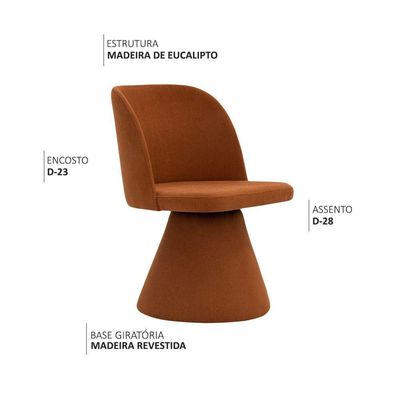 Kit 02 Cadeiras De Jantar Giratória Liz Linho Terracota - Nexta Casa