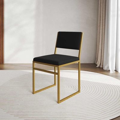 Kit 4 Cadeiras Isa Industrial Veludo Base Dourado Para Mesa Sala Cozinha Decor Home - Dourado-preto