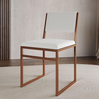 Kit 6 Cadeiras Industrial Isa Corino Branco Base Cobre Para Mesa Sala Cozinha - Cobre-branco