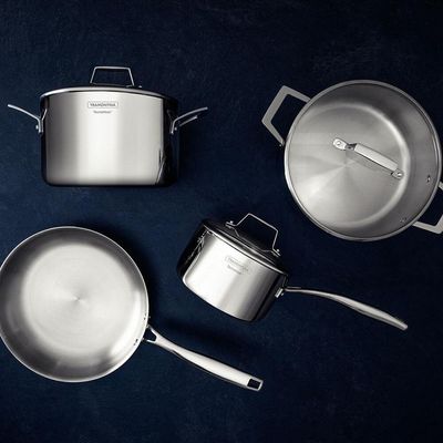 Jogo De Panelas Tramontina Grano Em Aço Inox Com Corpo Triplo E Tampa De Vidro 4 Peças 65140004