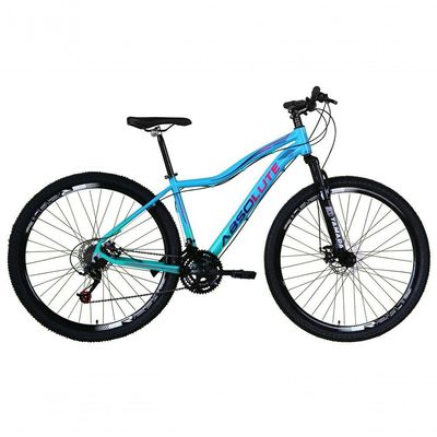 Bicicleta Aro 29 Absolute Hera Feminina 24v Alumínio Freio Hidraulico Garfo Suspensão Azul-Verde 17