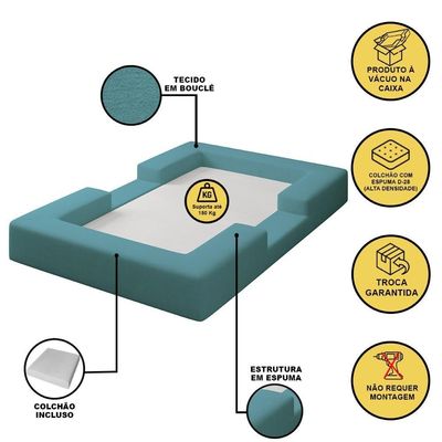 Cama Montessoriana Berço Infantil 100% Espuma Balaqui Decor Azul