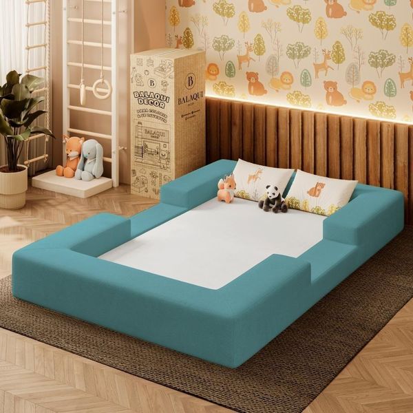 Cama Montessoriana Berço Infantil 100% Espuma Balaqui Decor Azul