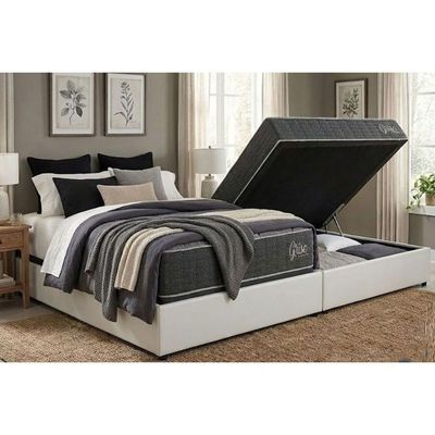 Cama Box Baú Casal + Colchão Ortopédico Kappesberg D40 Anatômico Grise + Base Crc Corano White