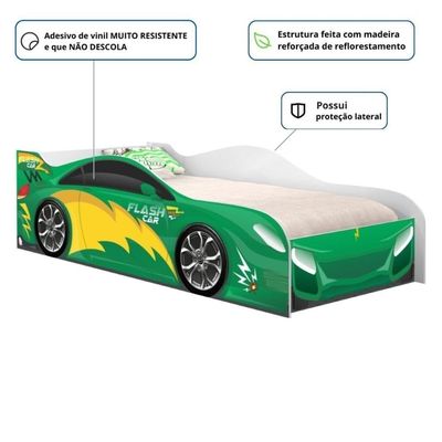 Cama Carro Infantil Raios Verde