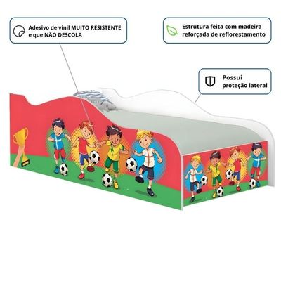Cama Carro Fun Adesivada Futebol Meninos Solteiro